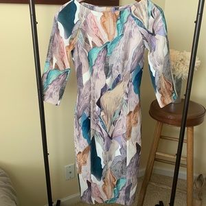 H&M floral patterned fitted boatneck dress